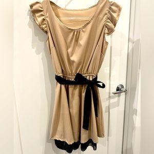 Ruffle sleeve dress with black chiffon bottom insert